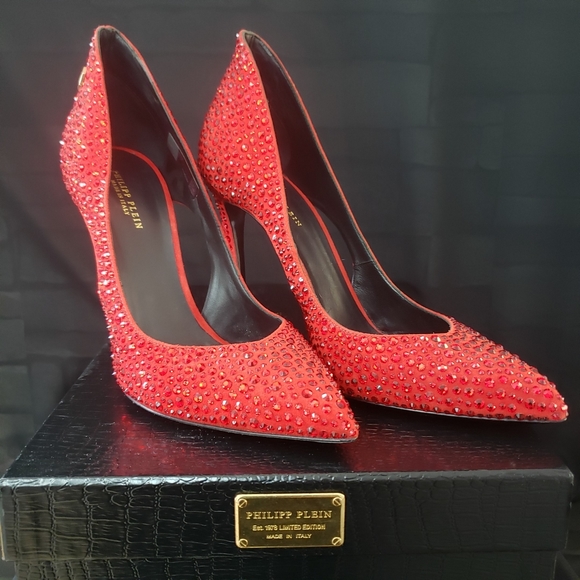 π₯HPπ₯Philipp Plein Red Jeweled Stiletto - Picture 12 of 15